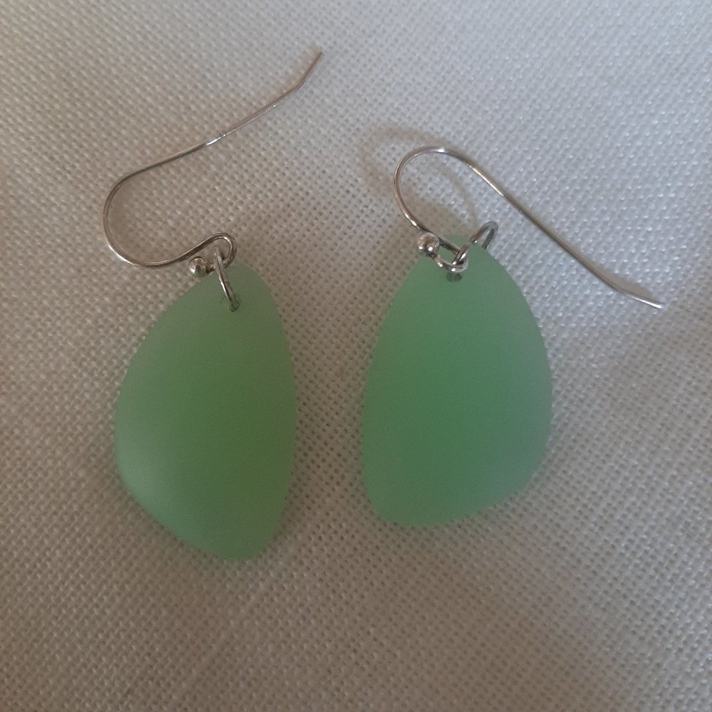 New Green Sea Glass Earrings